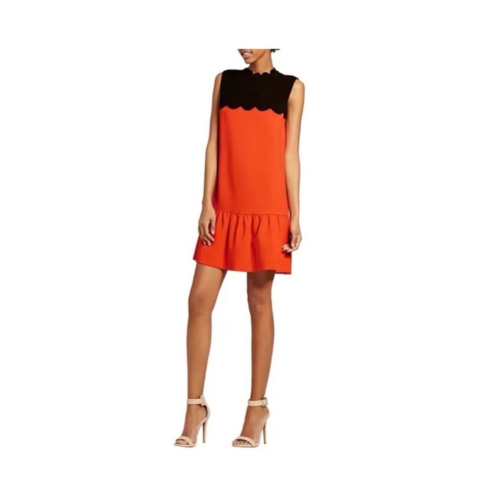 Victoria Beckham for Target Orange Drop Waist Scallop Dress Medium